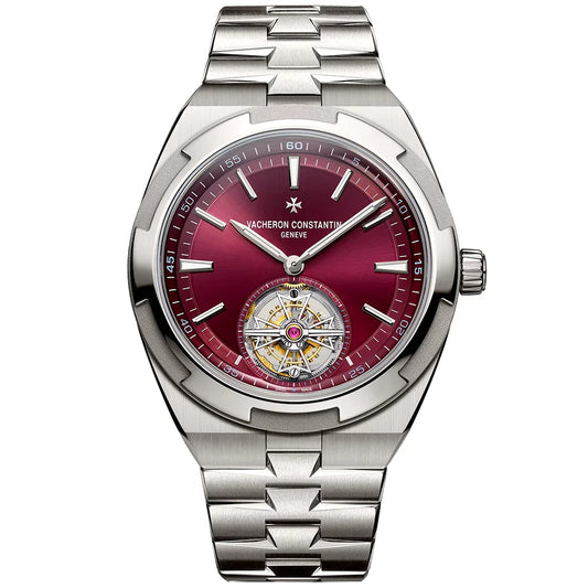 Vacheron Constantin Overseas Tourbillon 42.5mm Burgundy Red Dial Titanium Bracelet Watch - Berry's Jewellers