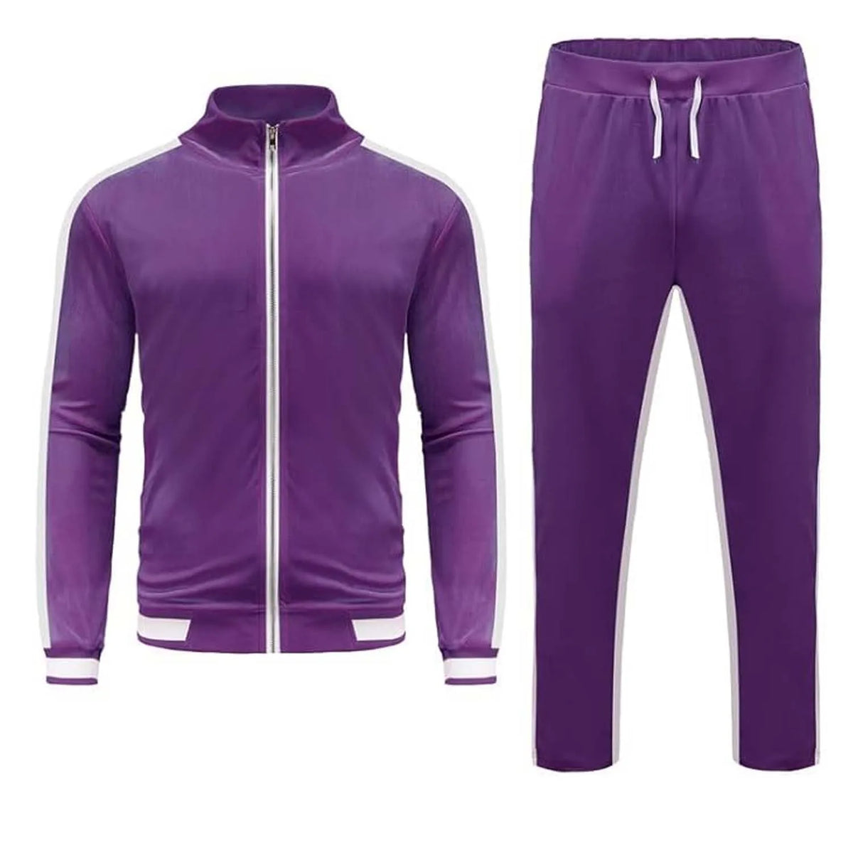High Quality Winter 100% Cotton Streetwear Tracksuit Set With Side Stripes Custom Logo Stitching Jacket And Pant For Men 300 Gsm - Buy Product on Alibaba.com