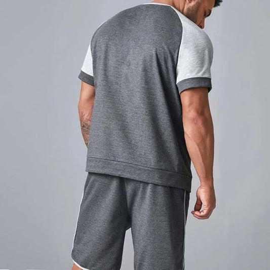 Men's Outfits Shorts And T-shirts 2 Piece Set Sweat Suit For Casual Wear Gym Fitness Wear Contrast Color Cotton Men's Sets - Buy Product on Alibaba.com