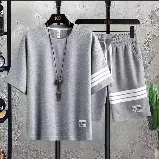 Men's Summer Sportswear Suit Two-Piece Set Short-Sleeved T-Shirt Casual Shorts Fashion