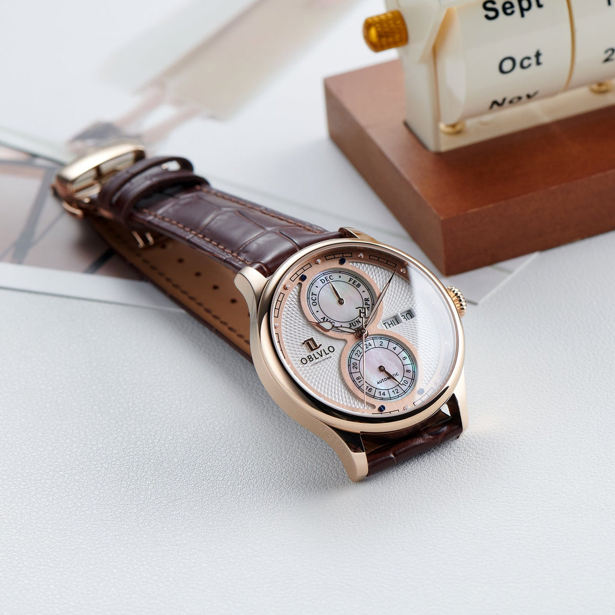 Mother of Pearl AM Vintage Dress Design Automatic Watch