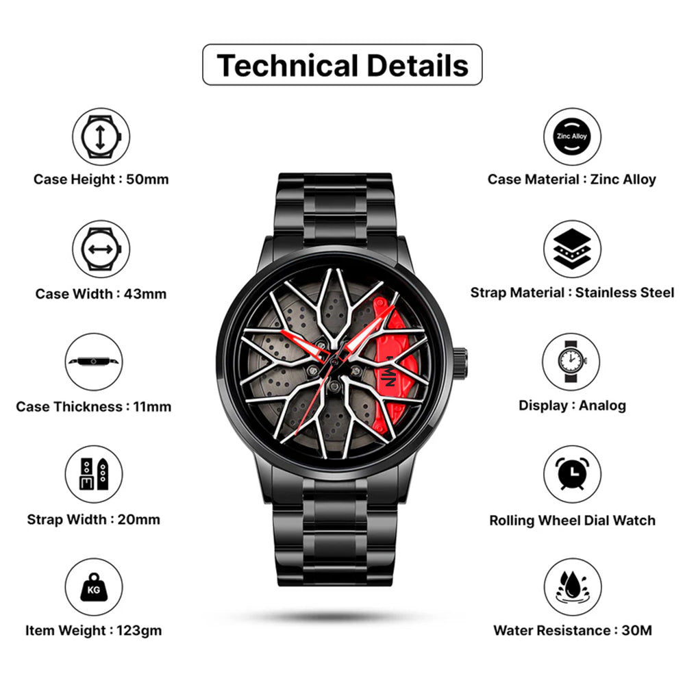 HMN™ INDIA Velocity M8 Wheels Rolling Creative Watch - Series D