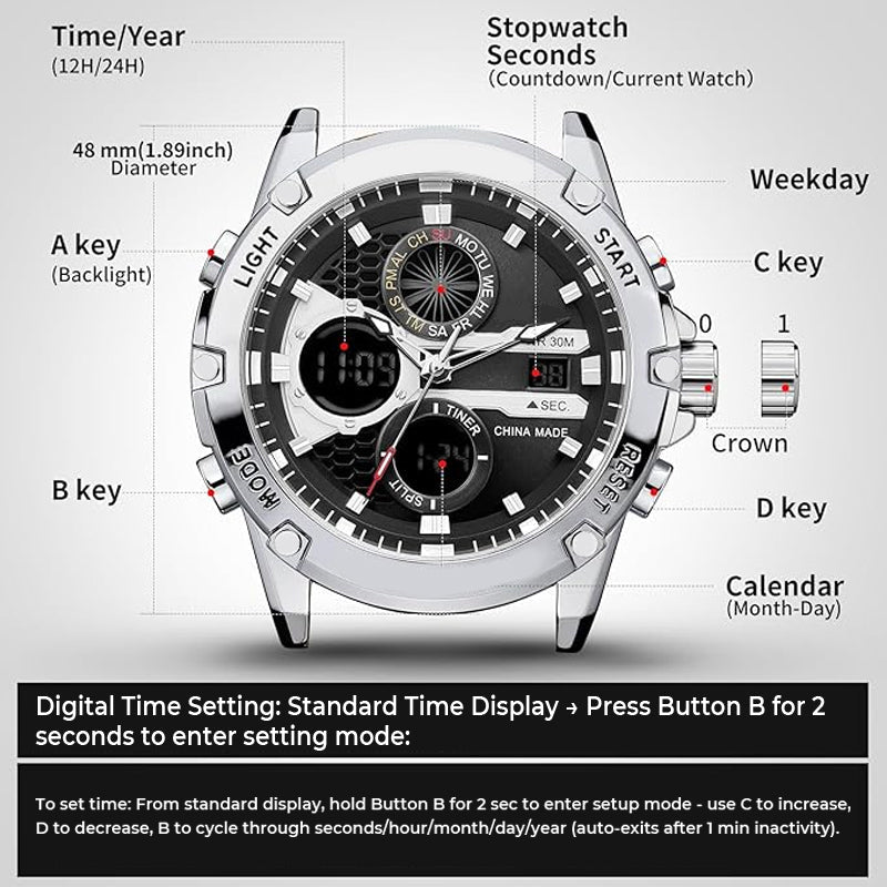 Men's Multifunction Waterproof Luminous Watch