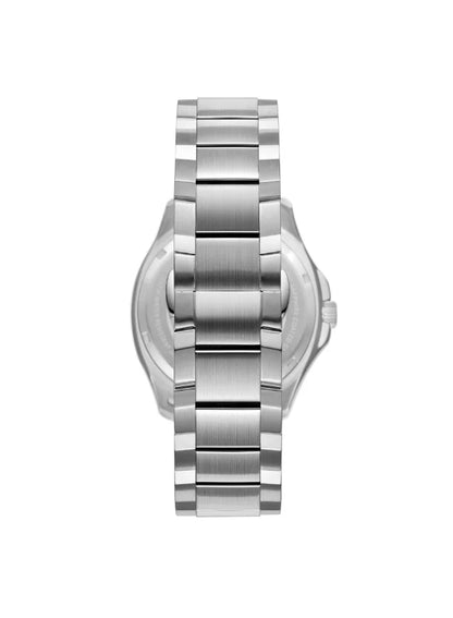 Men's Automatic Watch with Dark Blue Dial and Silver Stainless Steel Band