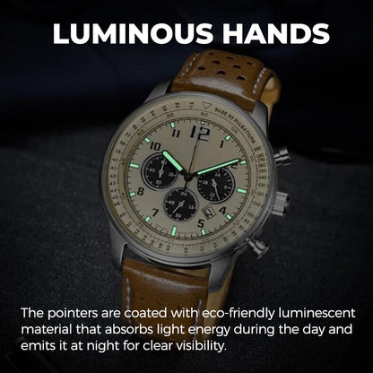 Men's Waterproof Multifunctional Quartz Watch With Leather Belt