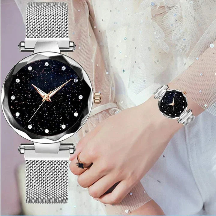 Diamond Design Watch with Mesh Strap + FREE BRACELET 🎁