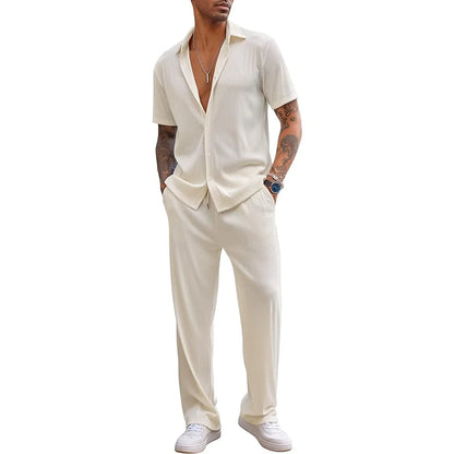Knitted Track Suits for Men 2 Piece Casual Athletic Outfits Men's Tracksuits Breathable Set Jogger Sets