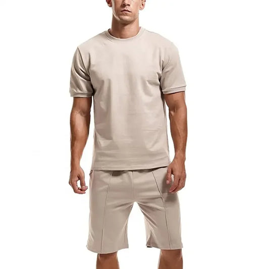 Men's Casual Clothing Set Custom Wholesale Winter Two Piece Embroidered Quick Dry T-Shirt and Shorts 100% Cotton