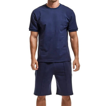 Men's Casual Clothing Set Custom Wholesale Winter Two Piece Embroidered Quick Dry T-Shirt and Shorts 100% Cotton