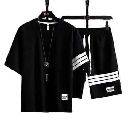 Men's Summer Sportswear Suit Two-Piece Set Short-Sleeved T-Shirt Casual Shorts Fashion