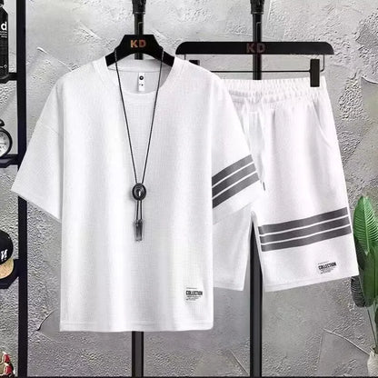 Men's Summer Sportswear Suit Two-Piece Set Short-Sleeved T-Shirt Casual Shorts Fashion