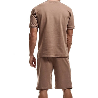 Men's Casual Clothing Set Custom Wholesale Winter Two Piece Embroidered Quick Dry T-Shirt and Shorts 100% Cotton