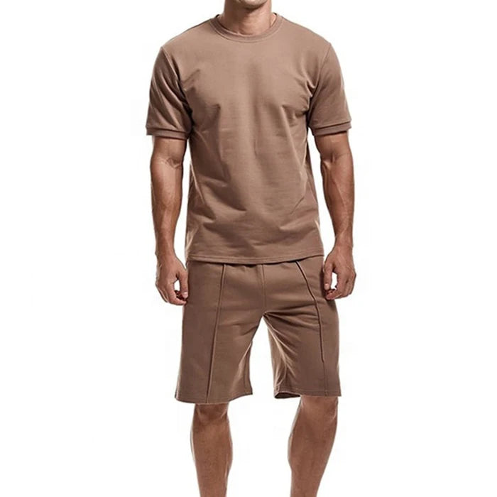Men's Casual Clothing Set Custom Wholesale Winter Two Piece Embroidered Quick Dry T-Shirt and Shorts 100% Cotton