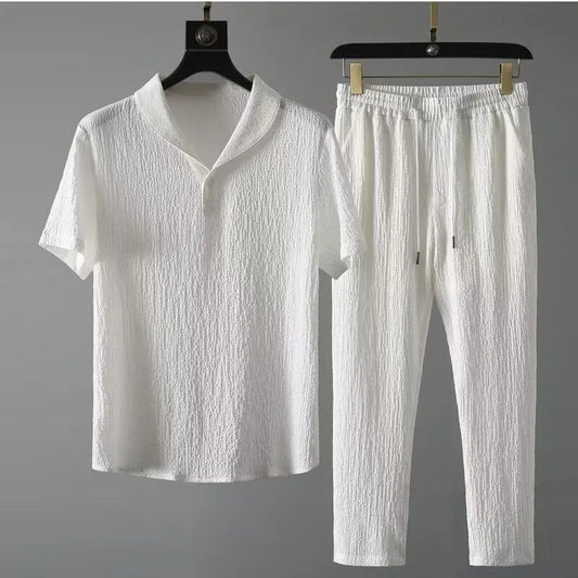 Summer New Men's Casual Sets T-Shirts +Pants Sportswear