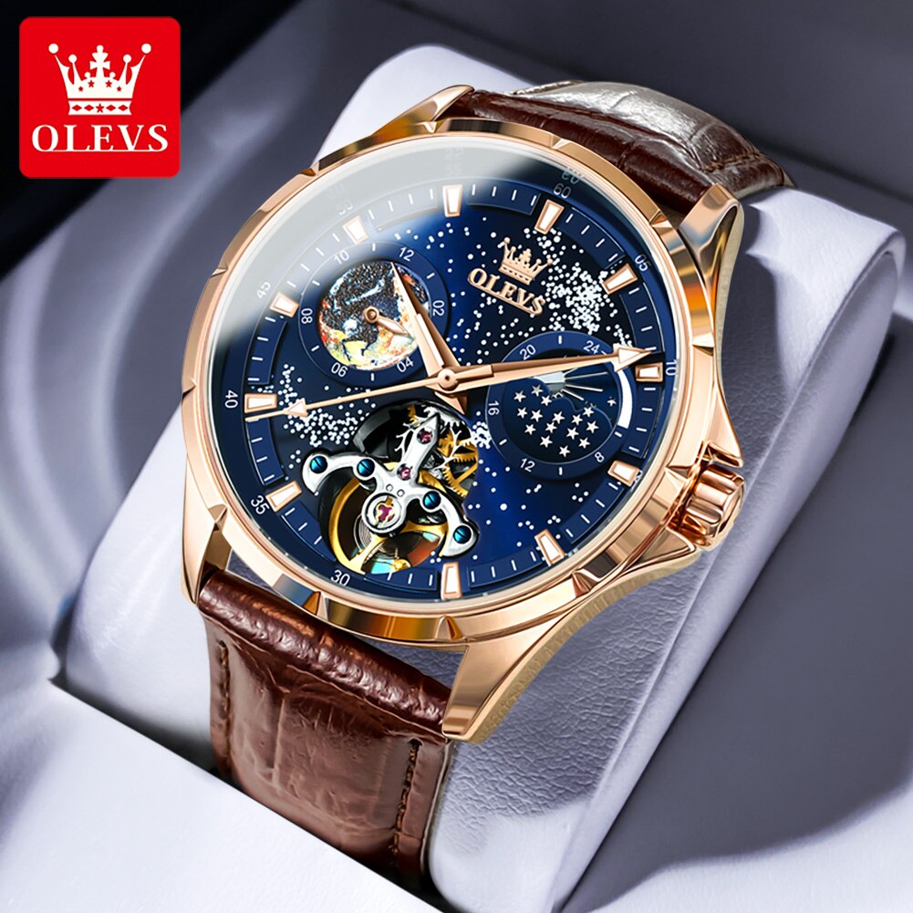 Automatic Mechanical Watch for Man Waterproof Luminous Moon Phase Fashion Dress