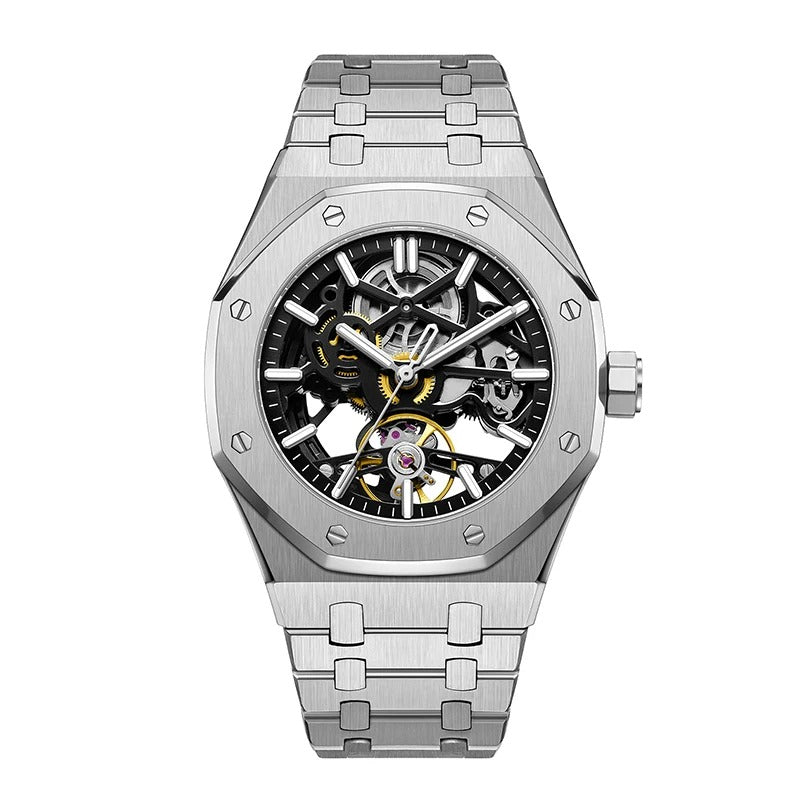 Luxury Automatic Skeleton Men’s Watch – Steel, Luminous, 30M